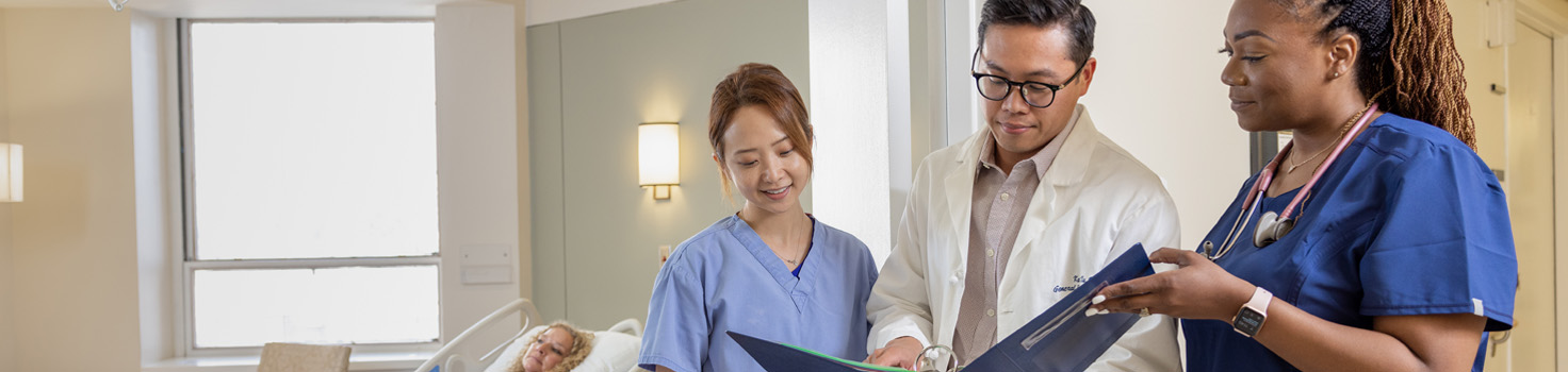 Medical staff discussing patient's care